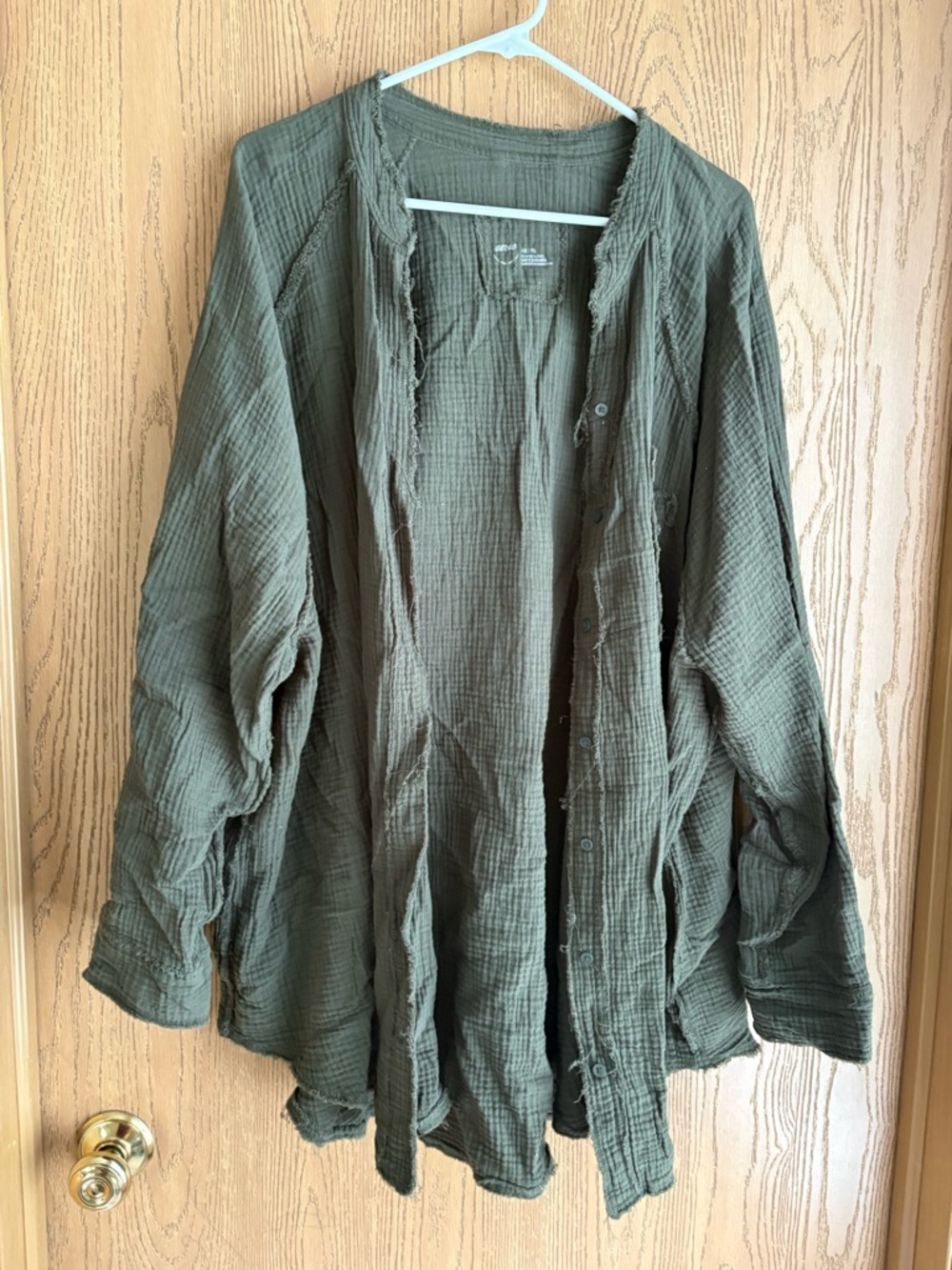 Women’s Olive Green Lightweight Button-Front Bathing Suit Coverup